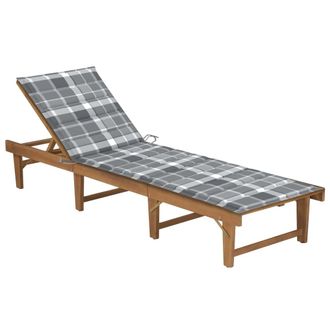 vidaXL Tumbona Plegable Con Coj&iacute;n Madera Maciza De Acacia Vidaxl