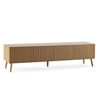 HOMN Mueble tv 4 puertas efecto roble, 160 cm largo