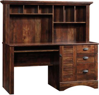 Sauder Harbor View Computer Desk with Hutch, Curado Cherry finish