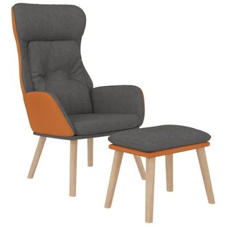 vidaXL Poltrona Relax E Poggiapiedi Grigio Scuro Similpelle E Tessuto - Vidaxl