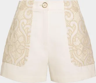 Ramy Brook Hilary Embroidered High-Rise Shorts
