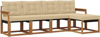vidaXL Conjunto De Sof&aacute;s De Exterior 5 Uds. Natural Y Beige Vidaxl