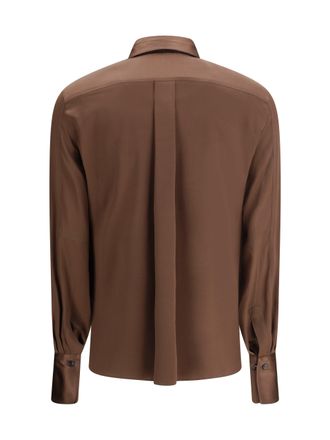 Brunello Cucinelli Classic Collar Silk Shirt - Brown