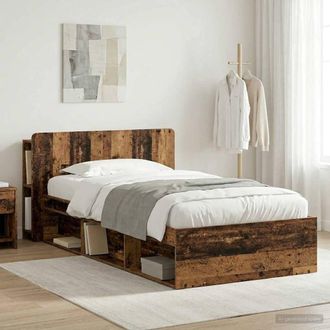 Berkfield Home Bed Frame with Storage Old Wood 90 x 200 cm Engineered Wood in Brown