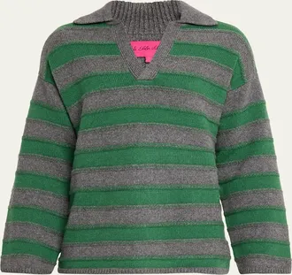 The Elder Statesman Mens Dume Stripe Cashmere Rugby Shirt