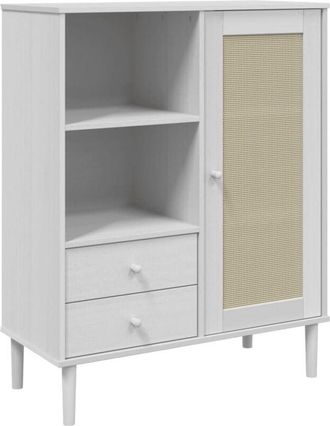 vidaXL Aparador alto senja aspecto de ratán madera blanco 90x40x112 cm Vidaxl