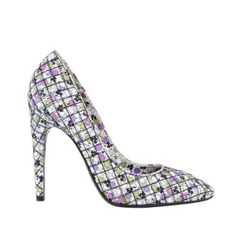Bottega Veneta Womens Green / Purple Floral Leather Heels (40 G / 10 US)