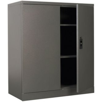 Loops Floor Standing Steel Cabinet - 915 x 460 x 1060mm - Two Door - Two Shelves in Metallics