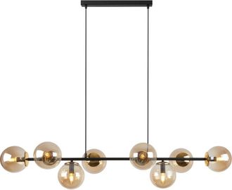 OEM L&aacute;mpara Colgante Siena Negra Y Dorada 8 Planas Pantalla Miel E14