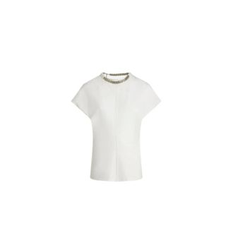 Circus Hotel Blouses, female, White, Size: XL T-Shirt With Removable Jewelled Necklace