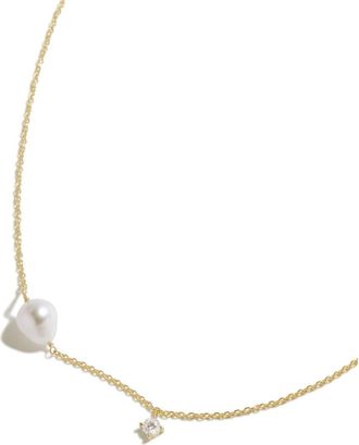 Completedworks Freshwater Pearl & Cubic Zirconia Pendant Necklace in Gold Plated/Pearl at Nordstrom