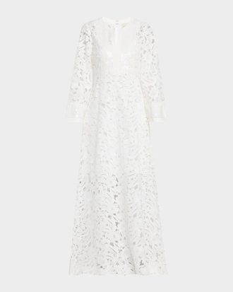 Sachin & Babi Cynthia Sequin-Embellished Floral Lace Gown