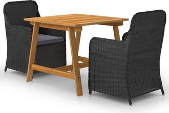 vidaXL Juego De Comedor Para Jard&iacute;n 3 Piezas Negro Vidaxl