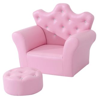 HOMCOM 2 PCS Kids Sofa and Ottoman Child Size Armchair for Girls Age 3 -5 Pink | TJ Hughes