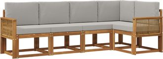 vidaXL Conjunto De Sof&aacute;s De Exterior 5 Uds. Natural Y Gris Claro Vidaxl