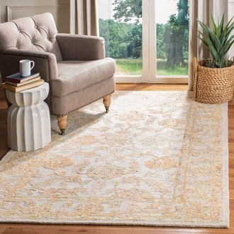 Safavieh Abstract Hand Made Area Rug, Beige / Gold Traditional Style Non-Shedding
