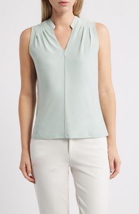 Anne Klein Pleat Shoulder Sleeveless Top in Soft Aloe at Nordstrom, Size X-Large