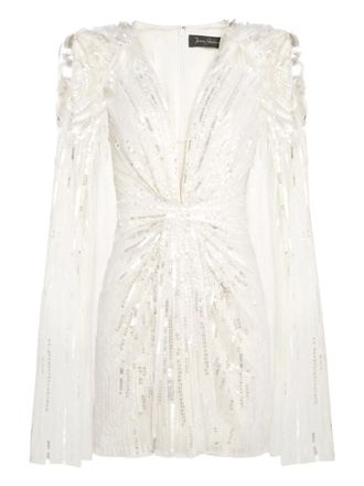 Jenny Packham Abito corto Lady Love con paillettes - Bianco