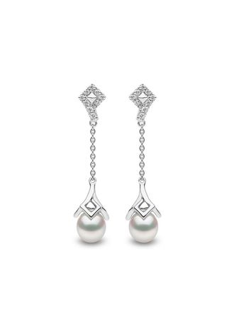 Yoko London Orecchini Trend pendenti in oro bianco 18 carati con perle e diamanti - Argento