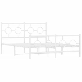 vidaXL Estructura Cama Sin Colch&oacute;n Con Estribo Metal Blanco 140x190 Cm Vidaxl