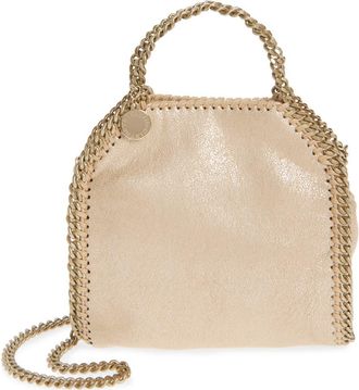 Stella McCartney Mini Falabella Metallic Faux Leather Crossbody Bag in Gold at Nordstrom