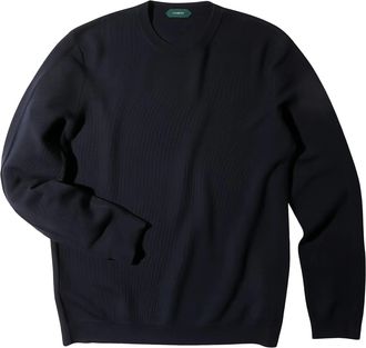 Zanone Fine-Knit Long-Sleeved Fabric Pullover Sweater