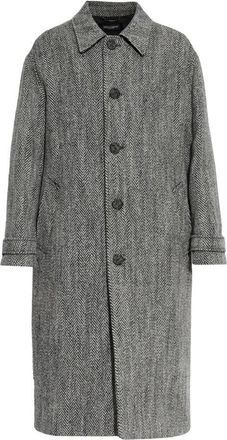 Dolce & Gabbana Single-breasted Wool Blend Chevron Coat - Heren - Mantel - Grijs - L - Katoen - Jassen
