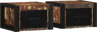 vidaXL Comodini 2 Pz Multicolore 40x35x25cm In Legno Massello Recupero - Vidaxl