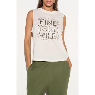Spiritual Gangster Find Your Wild Vibe Tank in Vintage White at Nordstrom, Size X-Large