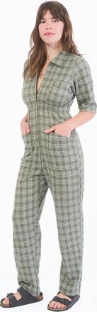 Cameo Olivie Plaid Unionsuit In Green