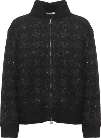 PANICALE Black Alpaca-Blend Zip-Through Knit