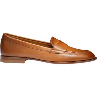 Santoni Leather Penny Loafer in Brown at Nordstrom, Size 10.5