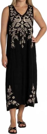 Johnny Was Kamala Linen Tank Slip Dress In Black