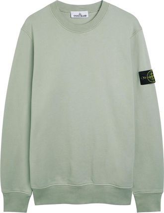 Stone Island Logo Cotton Sweatshirt - Sage - XL