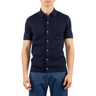 Gran Sasso Short Sleeve Shirts, male, Blue, Size: 2XL Camicia