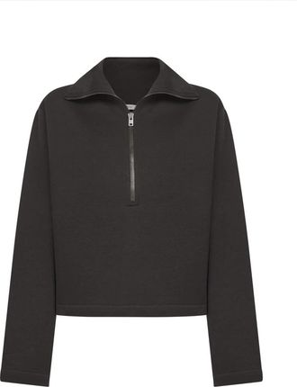 Christophe Lemaire Hoge Hals Rits Trui Grijs - Dames - Longsleeves - Zwart - XS - Katoen - Tops
