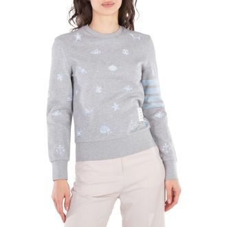 Thom Browne 4-Bar Nautical Cotton Sweatshirt, Brand Size 40 (US Size 4)