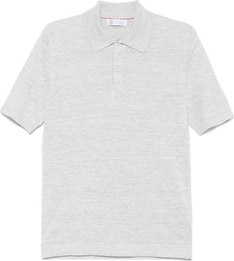 Brunello Cucinelli Polo in cotone con ricamo logo - Bianco