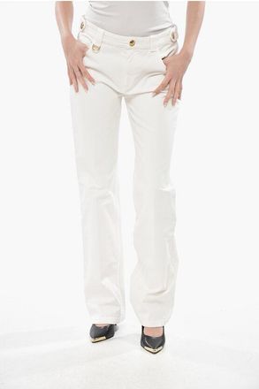 Chlo&eacute; Cotton Five-Pocket Trousers with Side Martingales size 42