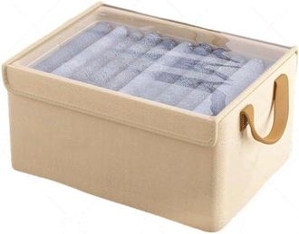 OEM Caja De Almacenamiento Plegable Con Ventana Transparente, Organizador De Tela Con Asas (beige, 40 &times; 27 &times; 21 Cm)