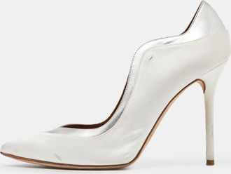 Malone Souliers White Satin Pointed Toe Pumps