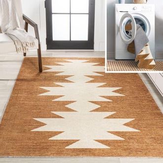 Jonathan Y Designs Chayton Minimalist Geometric Machine-Washable Area Rug in Rustic Terracotta at Nordstrom, Size 3Ft 0In X 5Ft 0In