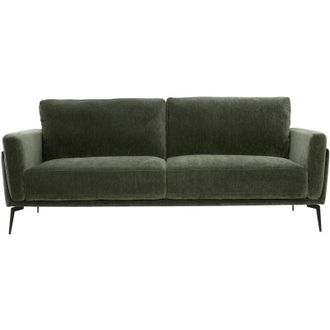 Miliboo Divano design 3 posti in velluto effetto velluto verde kaki e metallo nero mosco