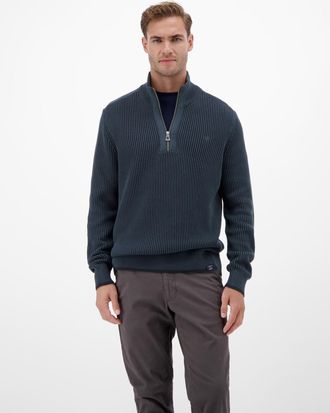 Lerros Strickpullover LERROS Herren Troyer - casual, modisch und bequem, Herren, Gr. 3XL, classic navy, 100% Baumwolle, ohne Ausschnitt, Pullover Strickpullo