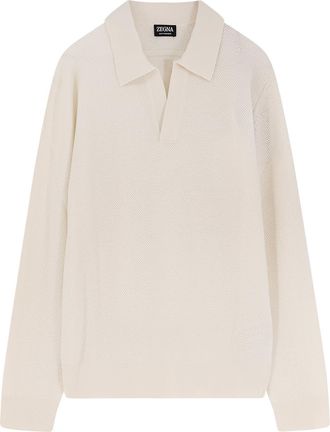 Ermenegildo Zegna Jacquard Cashmere Polo Sweater