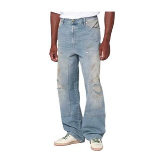 Golden Goose Wide Jeans, male, Blue, L, Blue Cotton Jeans