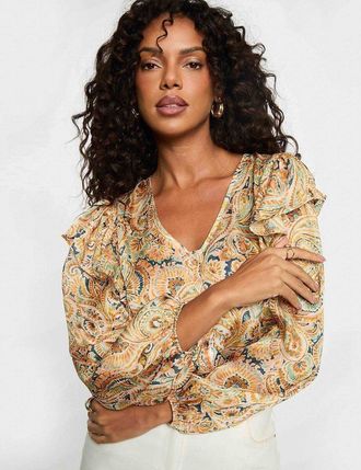 Morgan Bedrukte blouse met V-hals met ruches