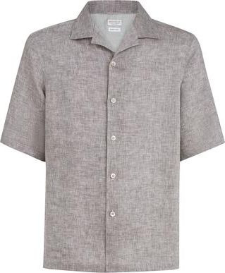 Brunello Cucinelli Short sleeve shirt in Brown at Nordstrom, Size Xxx-Large Eu