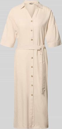 b.young B.Young Relaxed Fit Midikleid aus Leinen-Mix Modell Falakka in Ecru Melange, Gr&ouml;&szlig;e 34