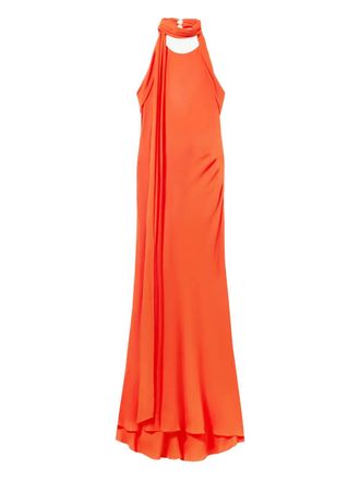 Blumarine halterneck maxi dress - women - Viscose - 40 - Orange